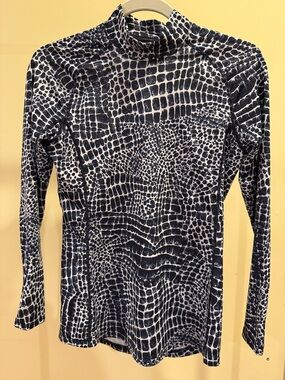 J.Lindeberg Black and White Croc-Print Mock Neck Top